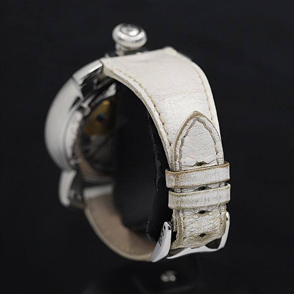 1円 稼動 良品 GTT ガガミラノ マヌアーレ48ｍｍ 白文字盤 手巻き スモセコ メンズ腕時計 KRK 8075100_画像3