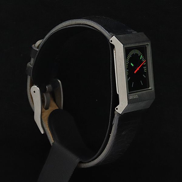 1円 稼働 良品 ディーゼル QZ DZ-1501 黒文字盤 スクエア レディース腕時計 2884000PRM KNK_画像2