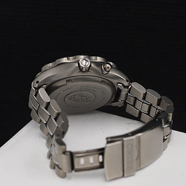 1円 セイコー エージーエス 5M23-6B40 QZ 200M チタニウム デイデイト 青文字盤 TLG メンズ腕時計 KMY 6881000_画像4