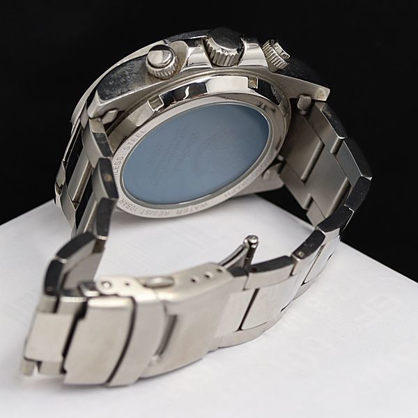 1円 稼動 良品 ブルーインパルス 0227/6000 ソーラー クロノ 黒文字盤 TLG メンズ腕時計 OGH 6881000_画像4