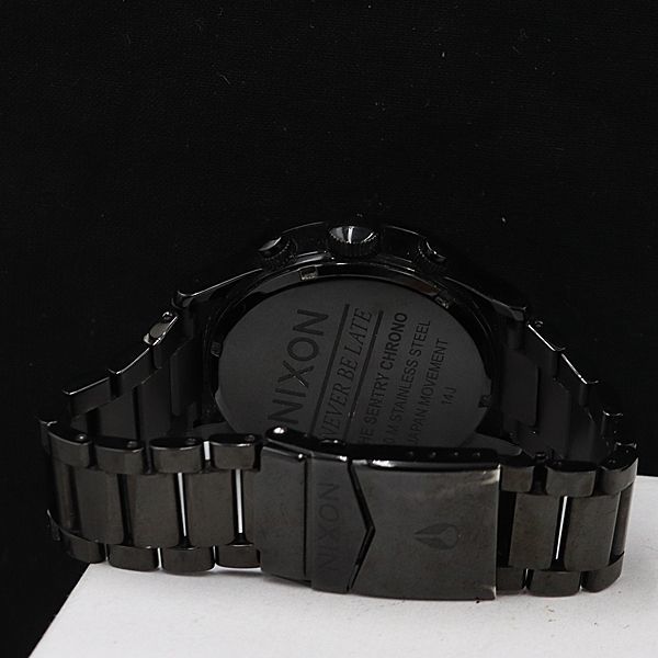 1円 ニクソン QZ クロノ 黒文字盤 デイト ラウンド メンズ腕時計 9455000NBG KNK_画像4