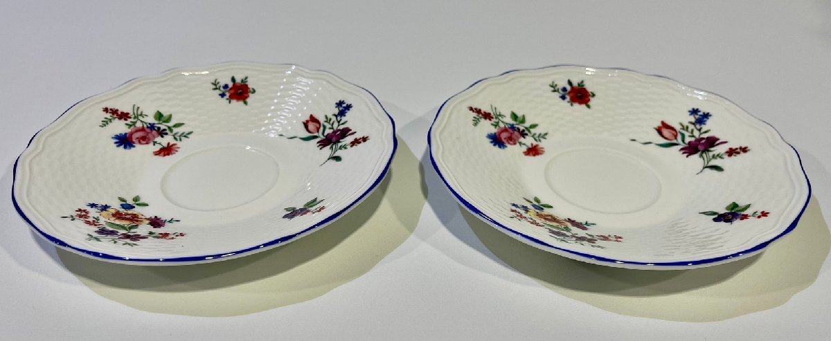 初売り 1円 未使用保管品 WEDGWOOD/ウェッジウッド TAFFETA/タフェッタ FLOWERS/フラワー カップ＆ソーサー ペア プレート 角皿 食器_画像7