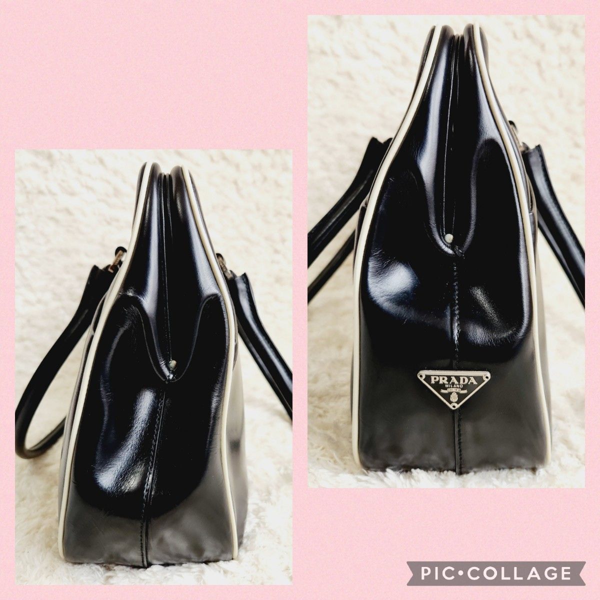PRADA プラダ がま口 レザー ハンドバッグ ブラック - メルカリ