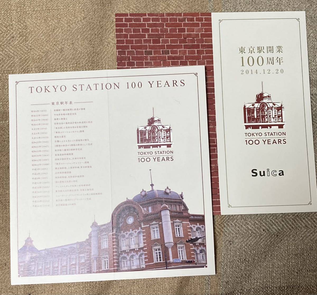 【送料無料】新品未使用 東京駅開業100周年記念Suica 3枚セット 記念台紙付き_画像3