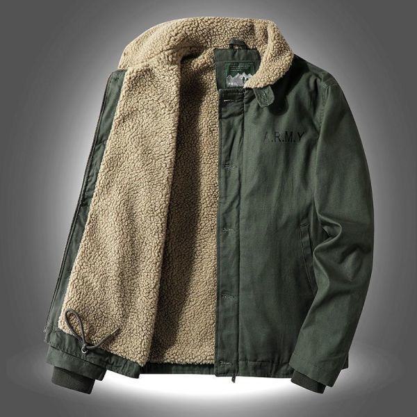 秋冬 ミリタリージャケット メンズ N-1 デッキジャケット ボアジャケット 裏起毛 ブルゾン ジャケット暖かい グリーン 3XL_画像6