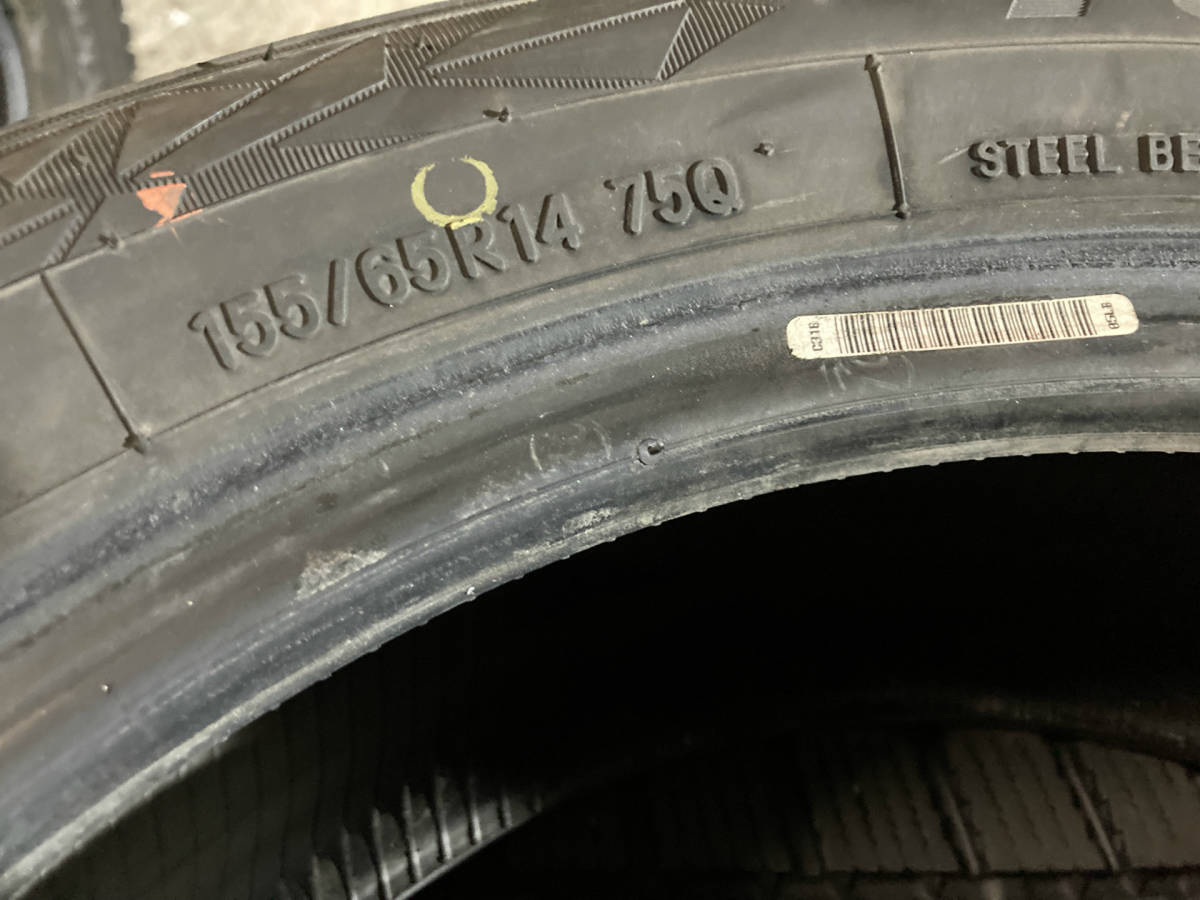 新品時のライン残りあり TOYO 155/65R14 4本 冬タイヤ中古 超バリ山 NBOXルークスekカスタムワゴンRなどに 作業対応可 札幌 H1269_画像7