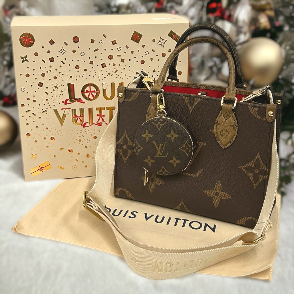 【新古品】Louis Vuitton ルイヴィトン M46373 オンザゴーPM モノグラム モノグラム・リバース ブラウン ハンドバッグ ショルダーバッグ_画像1