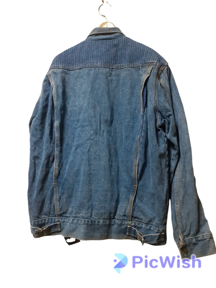 希少-80s/ビンテージ Wrangler ラングラー/裏地付き/ インディゴ/デニム/ ジージャン/used/L位/ トラッカー_画像2