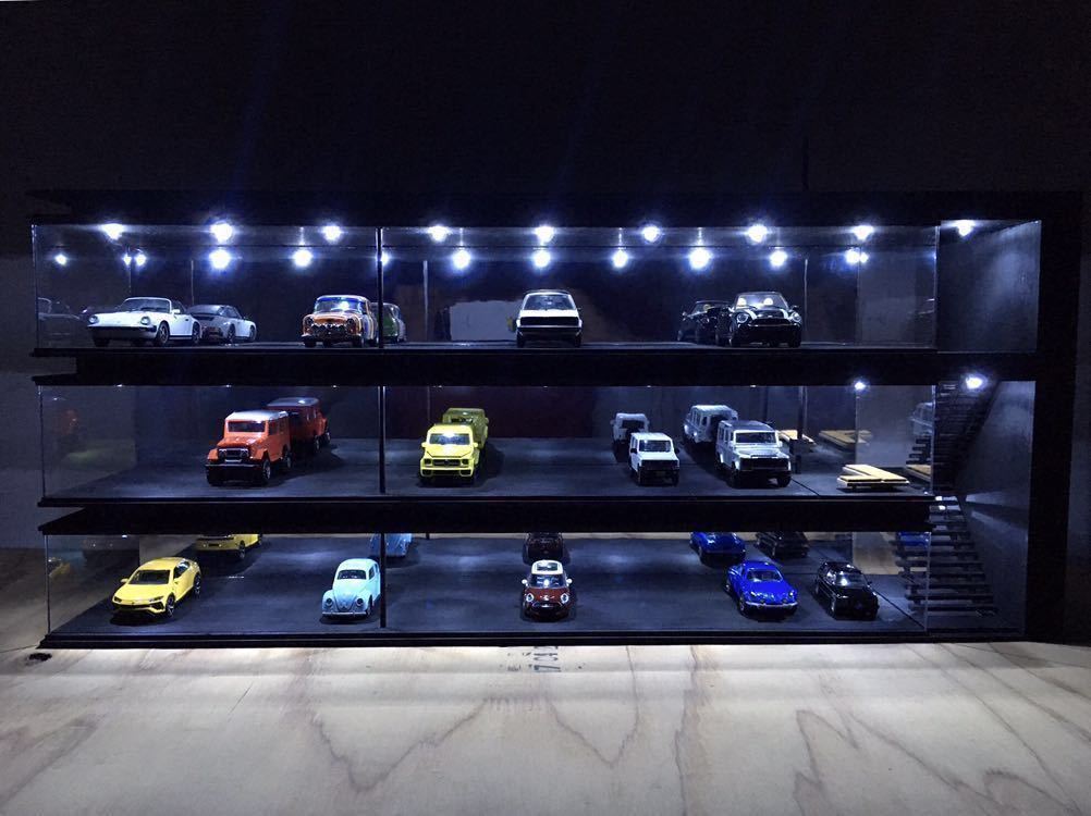 カーディーラー3階 ブラックモデル ジオラマ模型 ミニカー鑑賞 LED 1/64,1/43_画像2