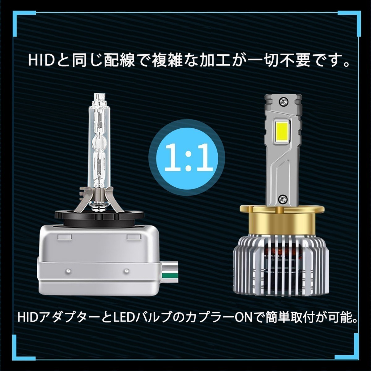 2023.11月新型 ポンつけ可能 爆光 LEDヘッドライト D2S D2R D4S D4R 純正 HID LED化 ホワイト HID交換用 キャンセラー内蔵 12v 24v LED_画像8