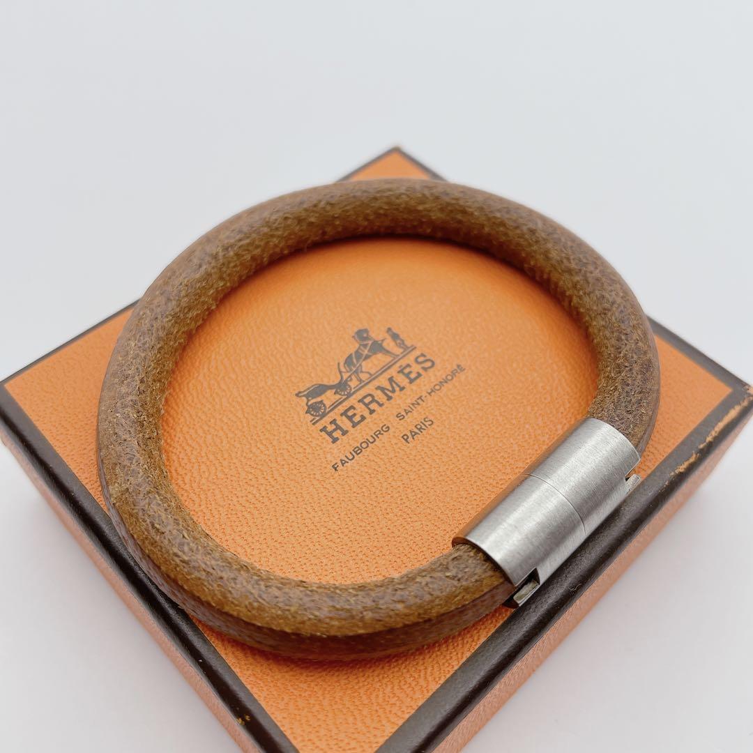 美品】HERMES エルメス イオタ レザー ブレスレット リング 美品】HERMES エルメス イオタ レザー ブレスレット リング