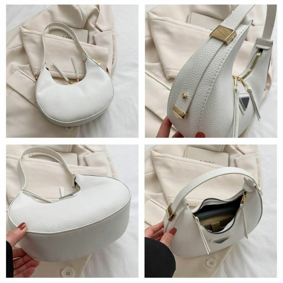 * new goods unused * half moon horn bo- bag leather Logo plate smartphone shoulder white [546]U1128