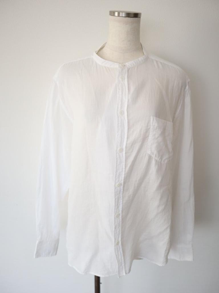 【送料込】ARTS&SCIENCE アーツアンドサイエンス ノーカラーフェイクシャツ Mサイズ オフホワイト 綿100％ 透け感あり 日本製 6431630