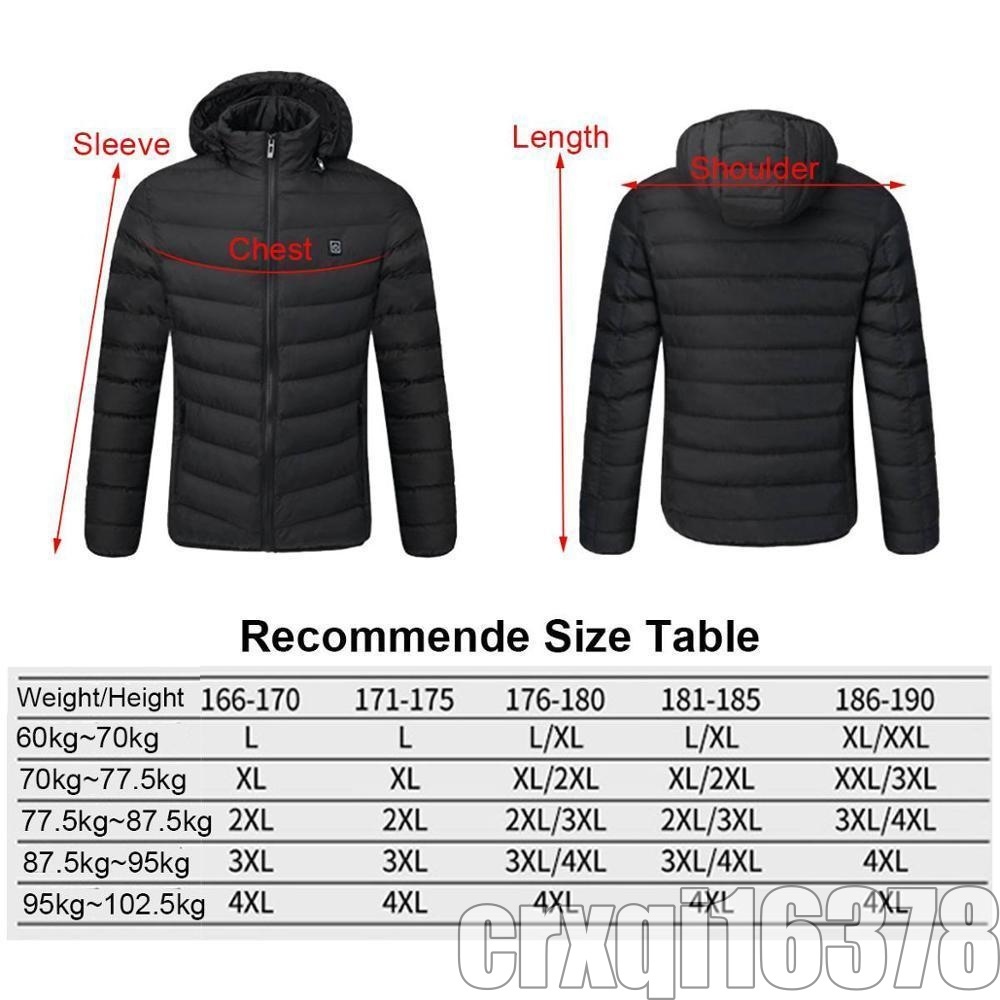  special price * electric heating down jacket raise of temperature coat heat the best jacket protection against cold USB temperature adjustment ski mountain climbing fishing black 