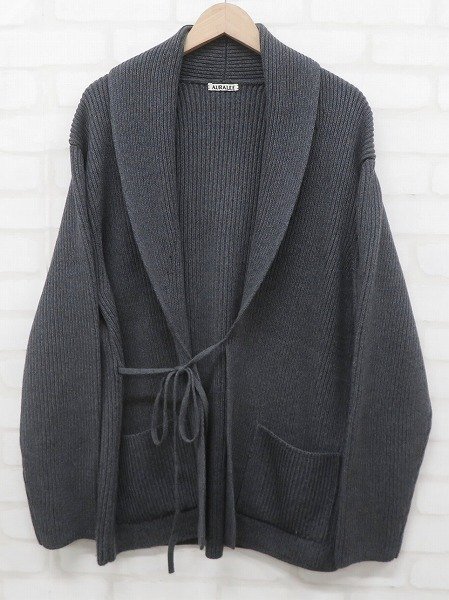 7T8081/AURALEE SUPERFINE WOOL RIB KNIT GOWN A6AC04RK オーラリー スーパーファインウールリブニットガウン カーディガン_画像2