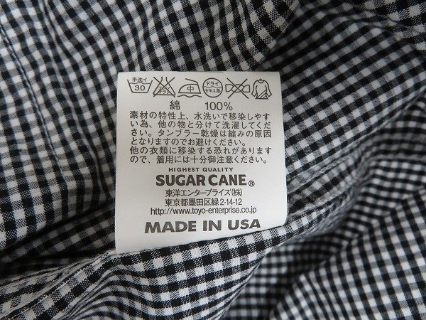 7T8463【クリックポスト対応】SUGAR CANE BDギンガムチェックシャツ USA製 シュガーケーン_画像5
