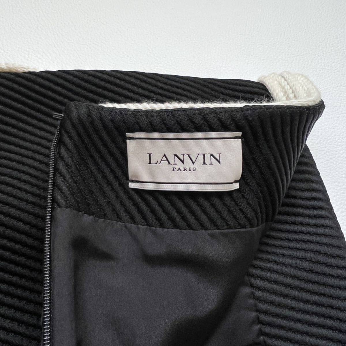 LANVIN PARIS ランバン パリ ロープラインショートスカート フレアスカート 膝丈スカート　膝上丈　ミニスカート ブラック レディース_画像9