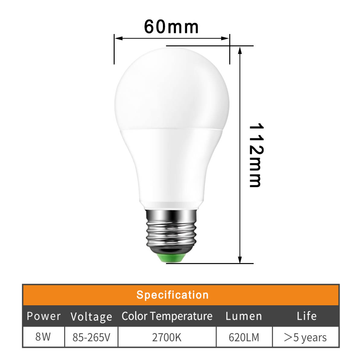 LED 電球バルブ 2個セット 明暗センサー 明るさセンサー 色組み合わせ可　620LM 玄関 門柱 常夜灯に 自動点灯 消灯 E26/E27 白 暖色 橙_画像7