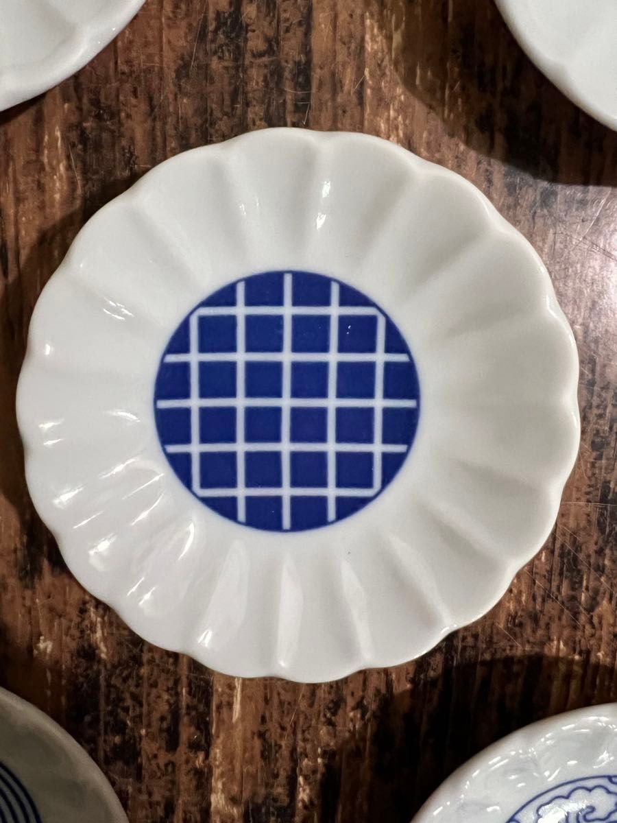 花型和柄小皿カラクサ5枚 青×白 10cm 日本製 和食器 醤油皿 美濃焼 オシャレ