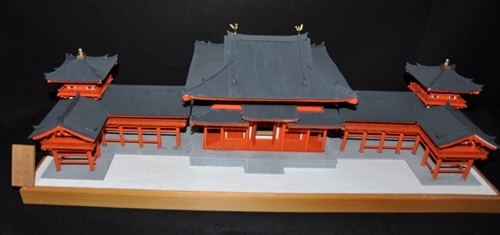 1/75 木製建築模型　平等院鳳凰堂　キット塗装組み付け完成品_画像9