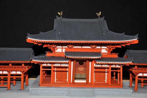 1/75 木製建築模型　平等院鳳凰堂　キット塗装組み付け完成品_画像4