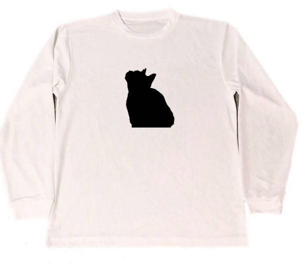 猫　シルエット　ドライ　Tシャツ　ネコ　グッズ　ロングTシャツ　ロンT_画像1