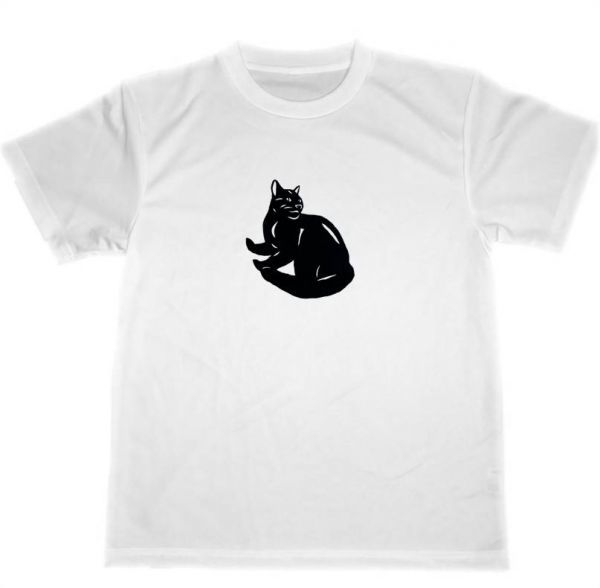 黒猫　切り絵　ドライ　Tシャツ　ネコ　グッズ_画像1