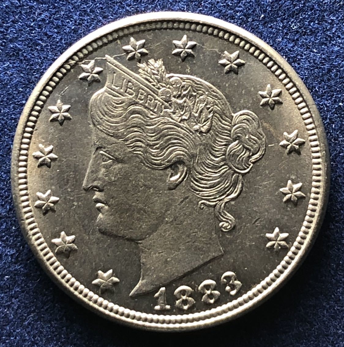 原文:アメリカ白銅貨 1883年 5セント5.0g