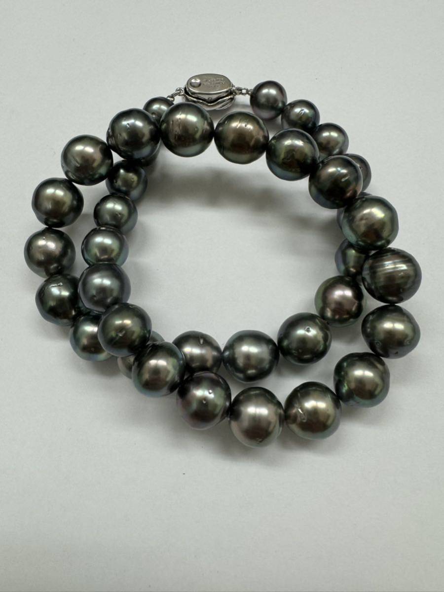 Max12.4mm珠!!《南洋黒蝶真珠ネックレス》10.1-12.4mm珠 72.3g 43cm silver pearl necklace ジュエリー jewelry_画像6