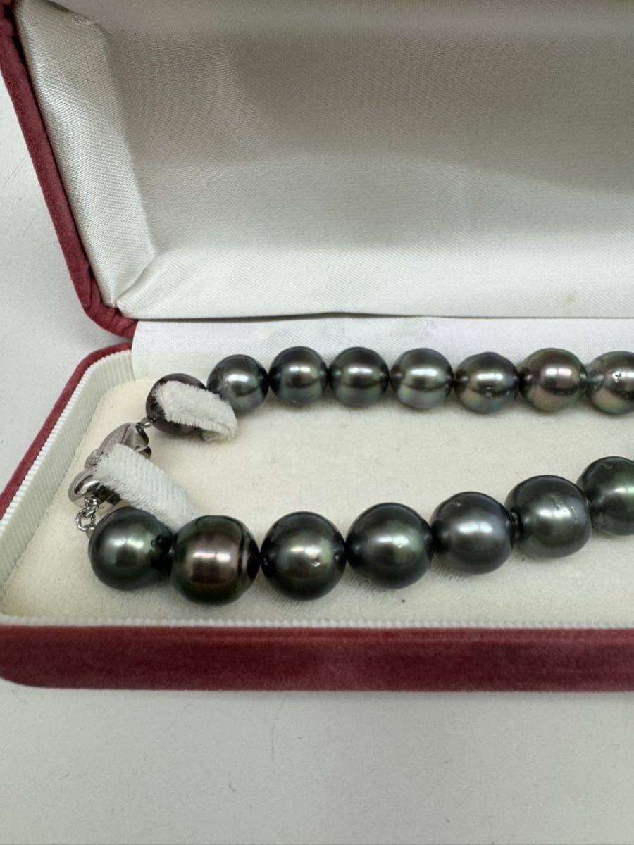 Max12.4mm珠!!《南洋黒蝶真珠ネックレス》10.1-12.4mm珠 72.3g 43cm silver pearl necklace ジュエリー jewelry_画像2