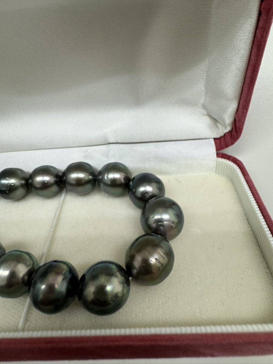 Max12.4mm珠!!《南洋黒蝶真珠ネックレス》10.1-12.4mm珠 72.3g 43cm silver pearl necklace ジュエリー jewelry_画像5