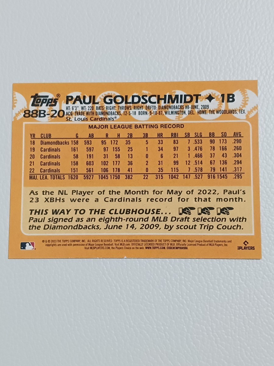 MLB 2023 TOPPS JAPAN EDITION ゴールドシュミット GOLDSCHMIDT 1988 TOPPS BASEBALL JAPAN インサート_画像2