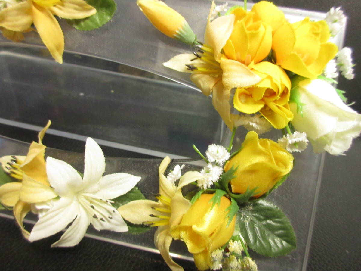 《雑貨》容器 「クリアカラーのティッシュボックス 造花付き」 高さ：約8.4cm 縦横幅：約12.3cm×24.2cm 透明ケース インテリア・小物の画像6
