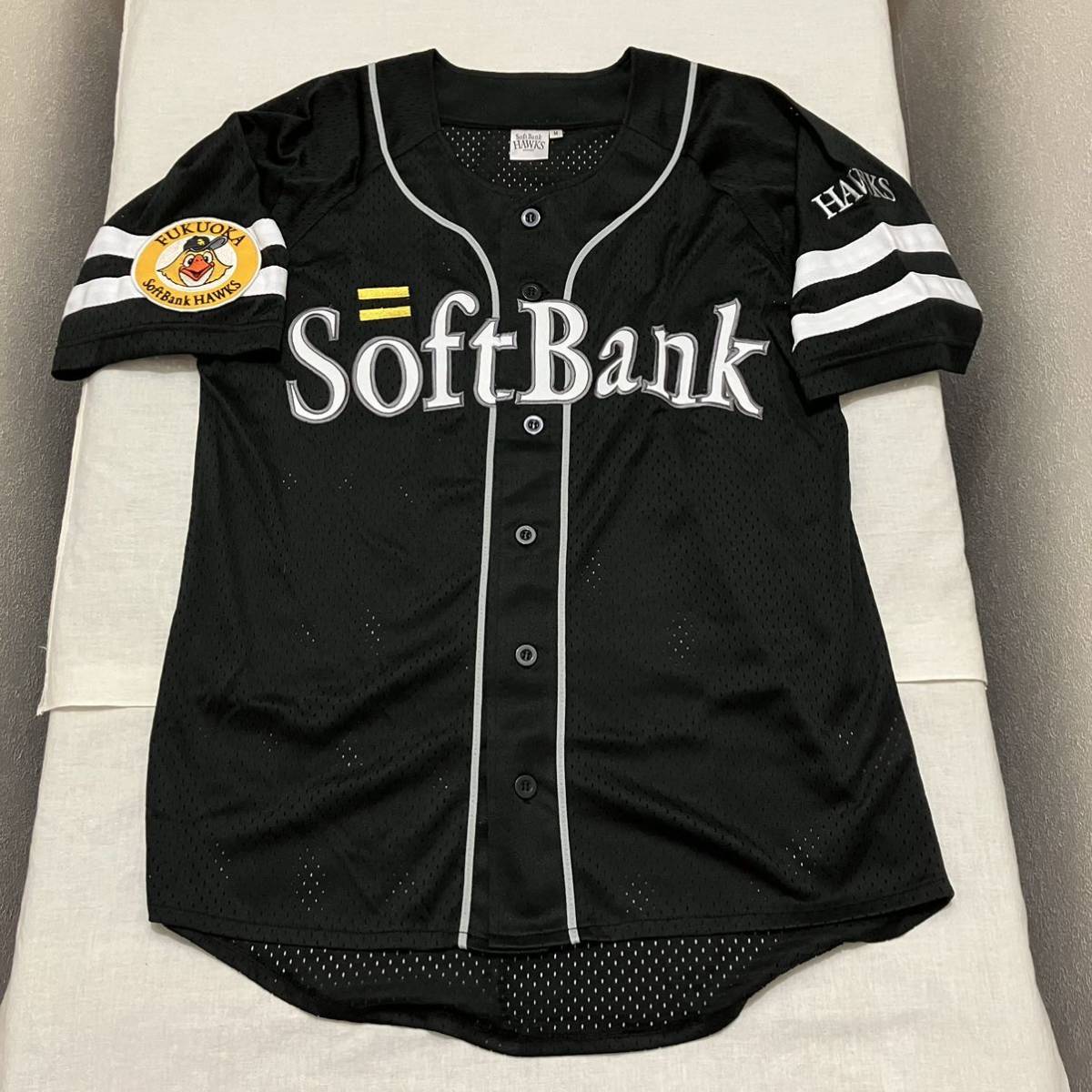 ソフトバンクホークス ベースボール SOFTBANK HAWKS Softbank ブラック 黒 くろ black ビジター シャツ 半袖 上 ユニフォーム medium m_画像1