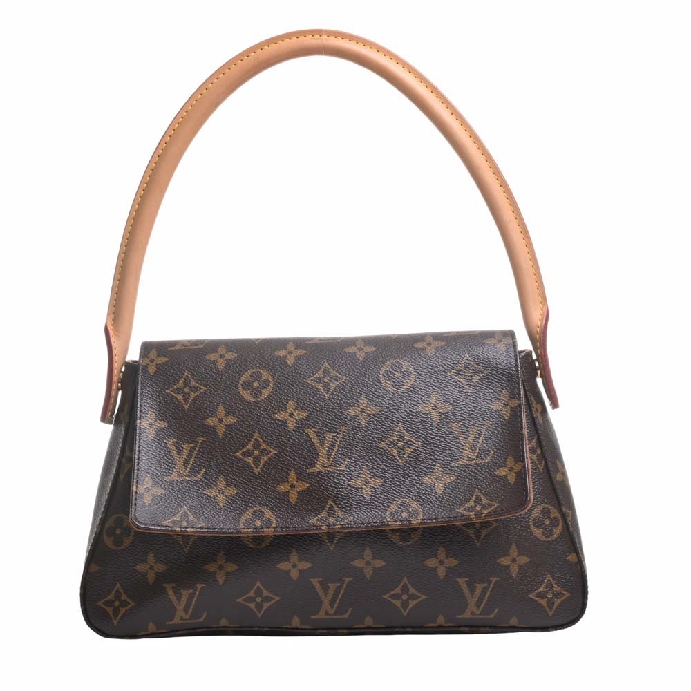 【中古】LOUIS VUITTON ルイヴィトン モノグラム ミニルーピング ワンショルダーバッグ M51147 ブラウン レディース by