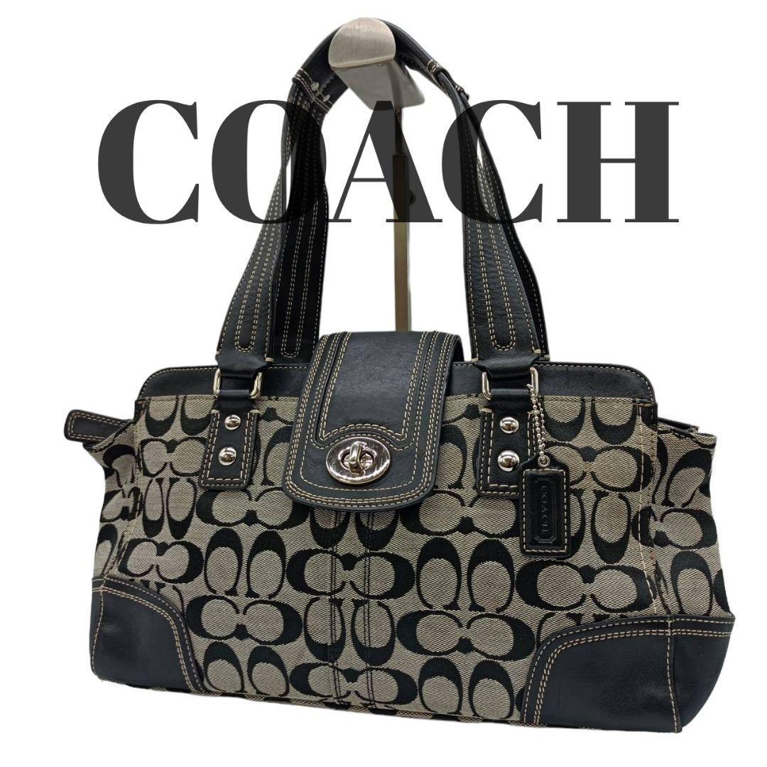 COACH　コーチ　F13975 ハンドバッグ　シグネチャー　レザー　黒_画像1