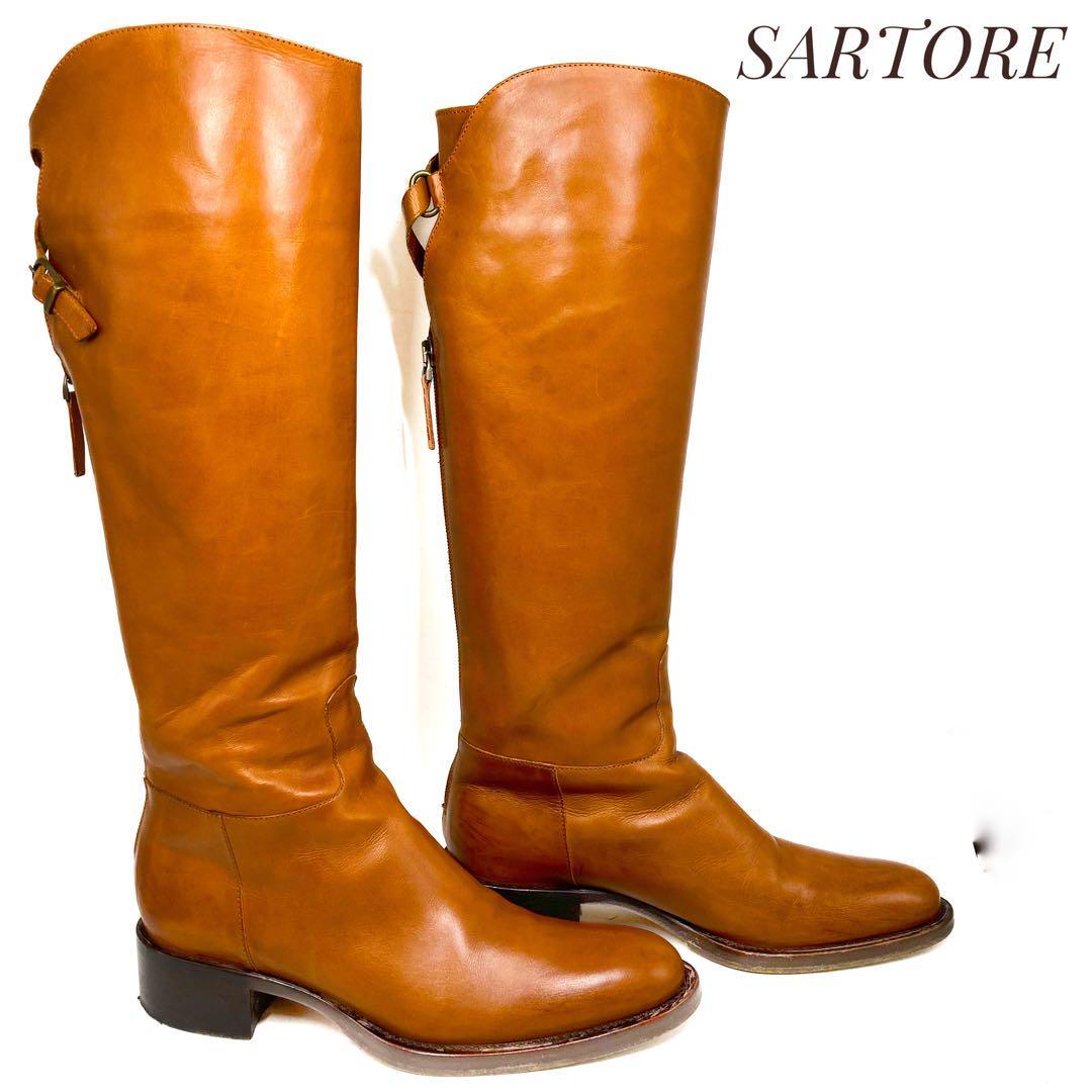 ☆即決・送料無料☆SARTORE サルトル シングルバックベルト レザージョッキブーツ キャメル 23.5cm ブーツ カジュアル 本革 レディース