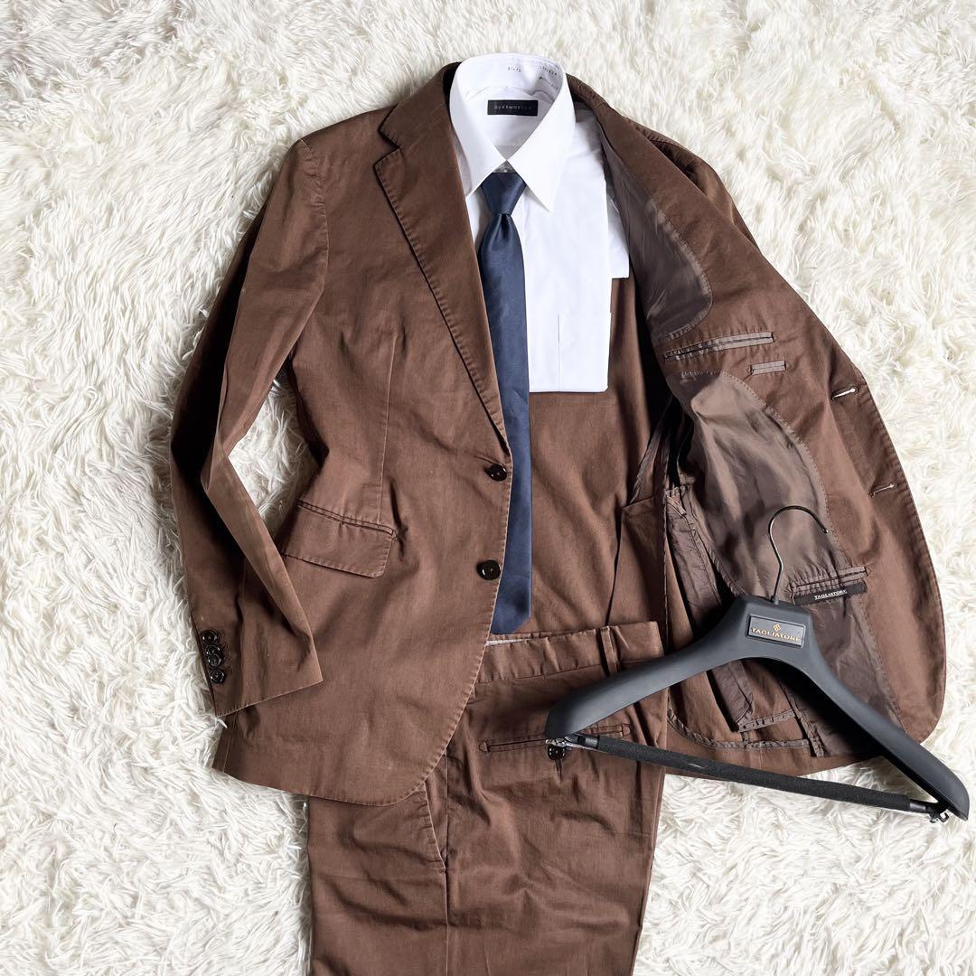 TAGLIATORE タリアトーレ ブラウン コットン スーツ セットアップ サイズ48 Lサイズ 結婚式 ビジネス パーティー