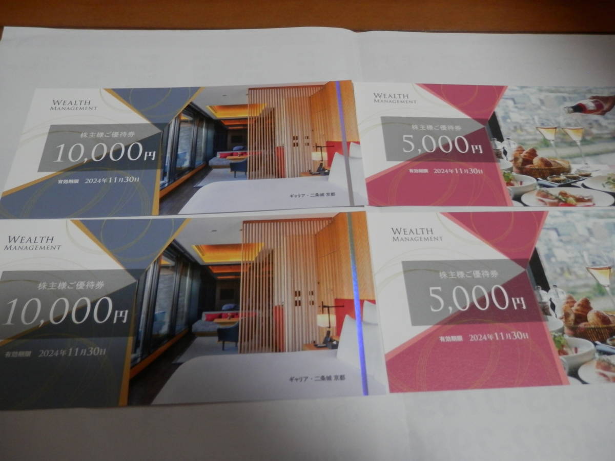 ウェルスマネジメント 株主優待　３０，０００円分（10,000円×２枚、5,000円×２枚）有効期限２０２４年１１月３０日 送料込_画像1