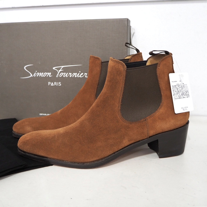 新品 定価67100円 フランス シモンフルニエール サイドゴア ブーツ キャメル 茶色 ブラウン 8 メンズ 26cm 26.5cm スエード Simon Founier