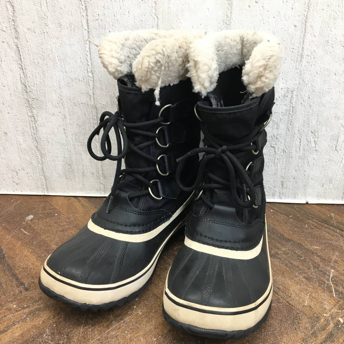 SOREL ソレル レースアップブーツ 24cm 1308911011 スノーブーツ 雪靴 レディース ブラック 黒 菊TK_画像1