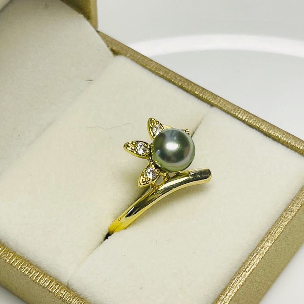 絶品カラー 本真珠 パール7mm 天然 照り艶抜群 pearl jewelry ダイヤモンドリングの画像2