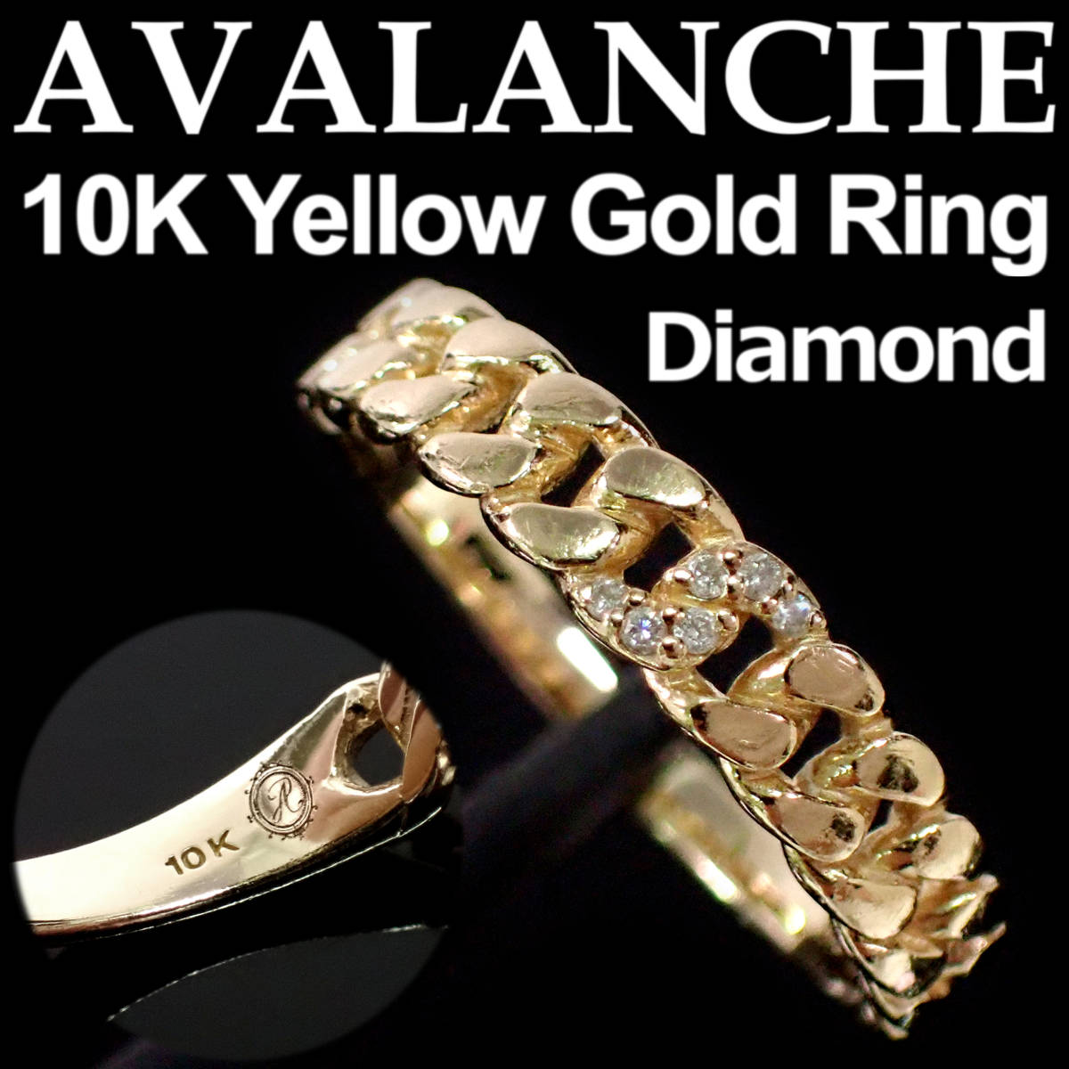 AVALANCHE Diamond 10K Yellow Gold Ring 13号 アヴァランチ ダイヤモンド イエローゴールド リング 1-9778-01