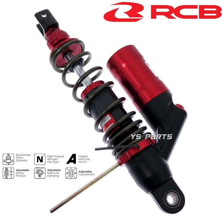 [高品質]レーシングボーイ(RCB)CNC削出リザーブタンク付リアショックTi赤330mm[無段階プリロード/減衰圧調整]NMAX125[2DS]NMAX125ABS[BV3]_画像8