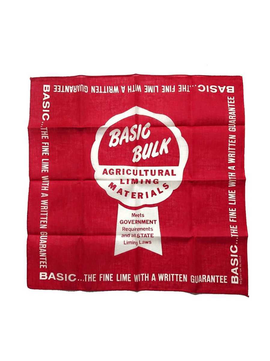デッドストック 60’s ビンテージ USA 【 BASIC BULK 】 農業系 企業物 コットン バンダナ