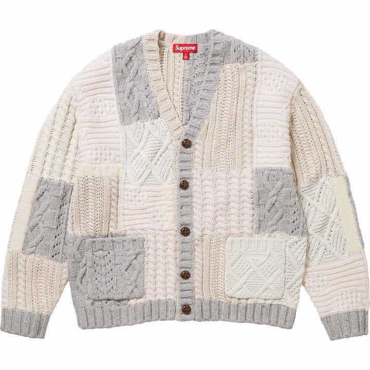 国内正規新品 Mサイズ 23AW Supreme Patchwork Cable Knit Cardigan Ivory パッチワーク ケーブルニット カーディガン シュプリーム _画像1