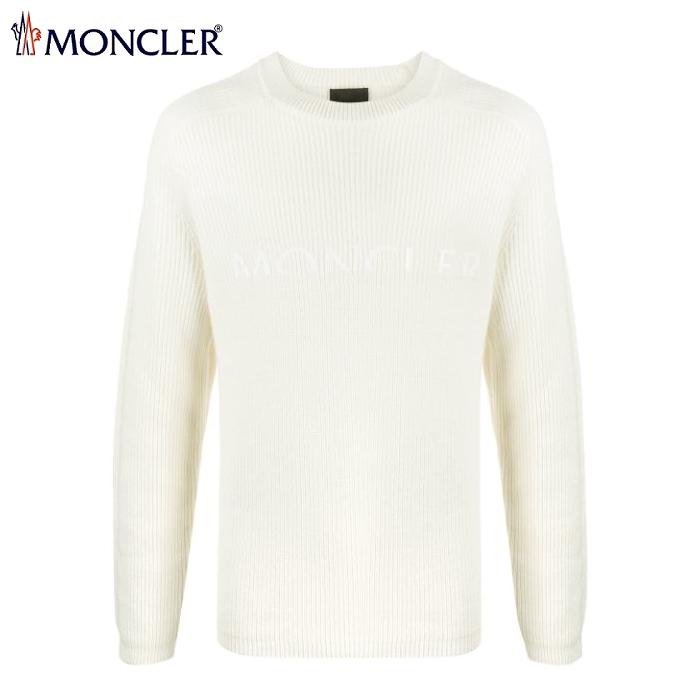 送料無料 34 MONCLER モンクレール 9C74110 A9367 ホワイト クルーネック ニット セーター size XL