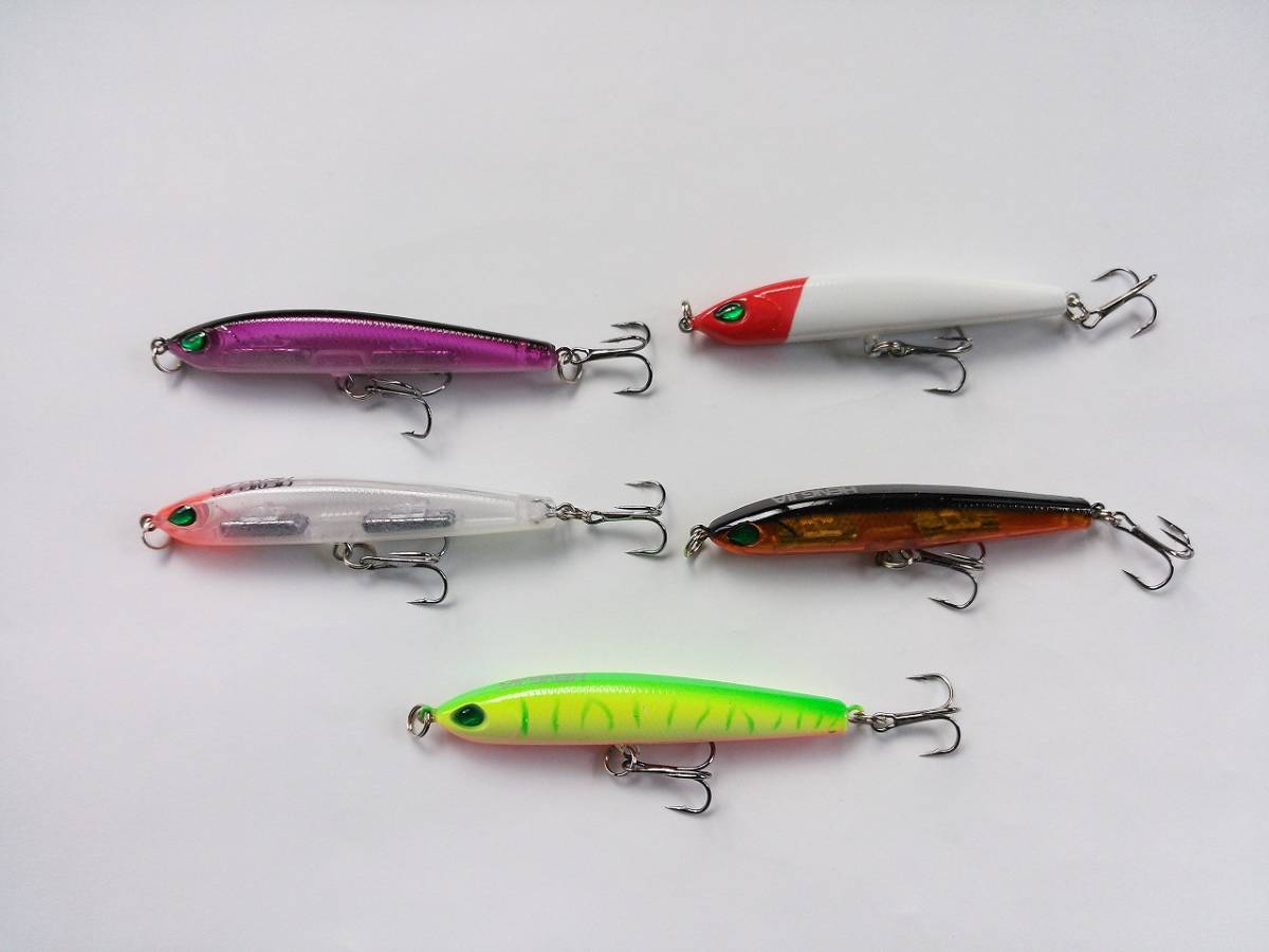 シンキングペンシル 細身 9g 7cm 5色 セット シンペン ペンシル ベイト シーバス 青物 根魚 フラットフィッシュ ミノー TypeBの画像2