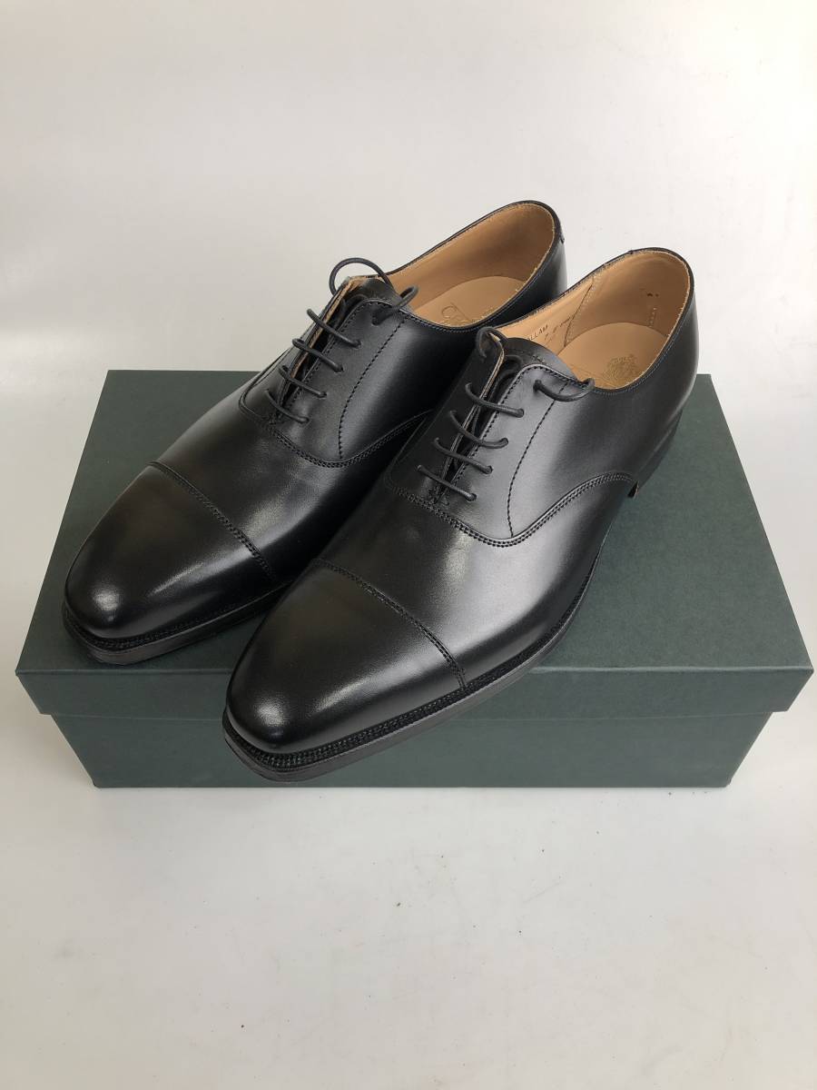 IU1383 未使用品　CROCKETT＆JONES レザーシューズ HALLAM Black Calf Leather Sole 5057-12 クロケット＆ジョーンズ サイズ 7E_画像1