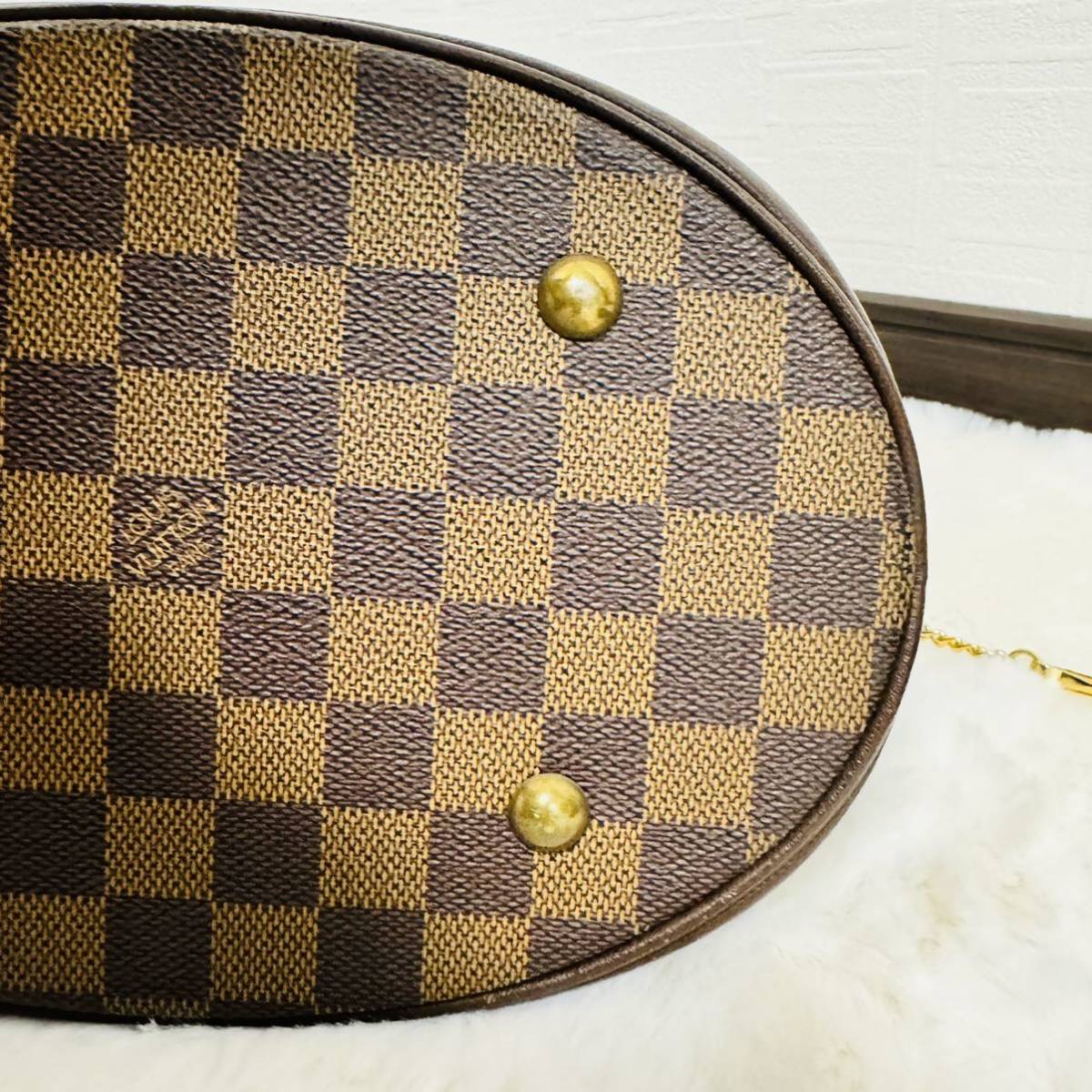 1円 良品 LOUIS VUITTON LV トートバッグ マレ ダミエ N42240 バケツ型　ポーチ付_画像8